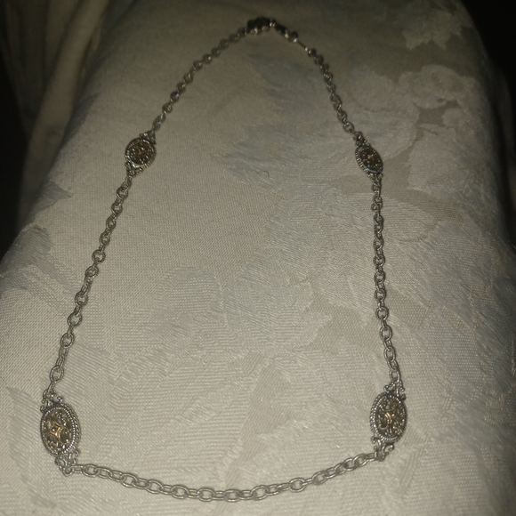 Gabriel & Co. Sterling Silver & 18k Station Necklace, 18 Inches - Picture 2 of 8